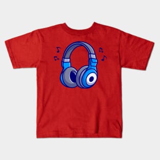 Headphones With Notes Cartoon Kids T-Shirt